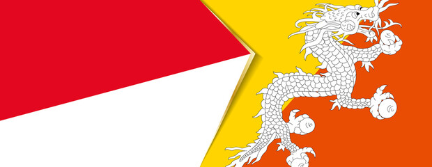 Indonesia and Bhutan flags, two vector flags.