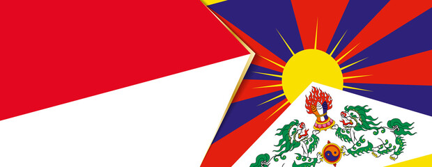 Indonesia and Tibet flags, two vector flags.