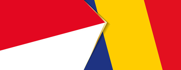 Indonesia and Romania flags, two vector flags.