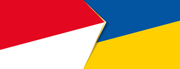 Indonesia and Ukraine flags, two vector flags.