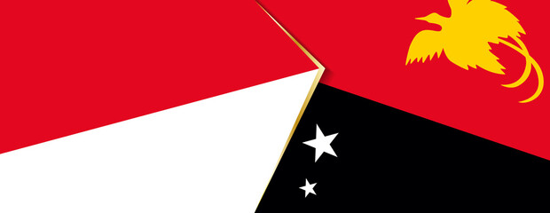 Indonesia and Papua New Guinea flags, two vector flags.