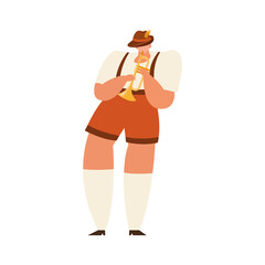 oktoberfest man cartoon with trumpet vector design