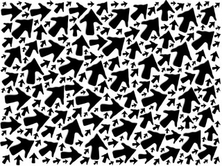 Black arrow symbols beautiful texture on plain white background
