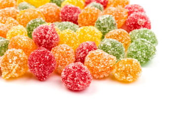 Colorful sweet candies isolated on white background