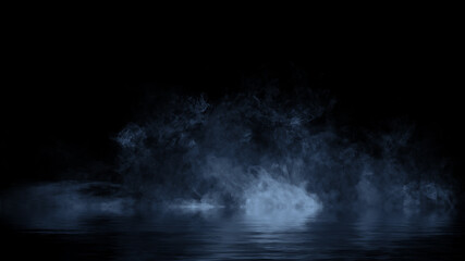 Mystery blue fog texture overlays for text or space. Smoke chemistry, mystery effect on isolated background. Stock illustration.