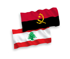 Flags of Lebanon and Angola on a white background
