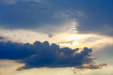 fantastic heaven with dark clouds at dusk