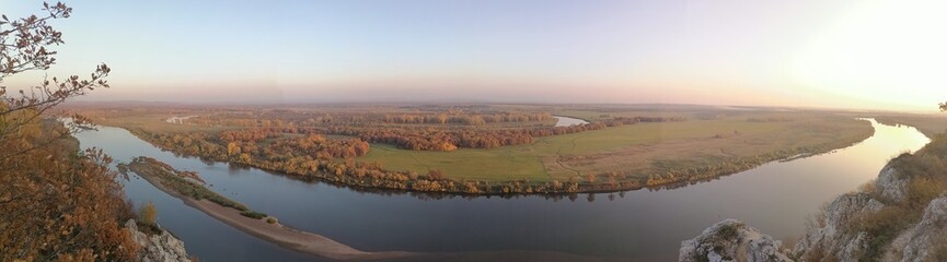 The view from the mountains to the White river in the fall