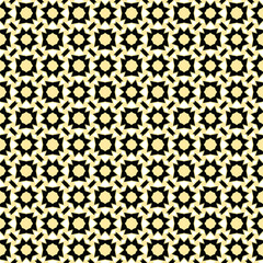 Vector seamless pattern background texture with geometric shapes, colored in yellow, black, white colors.