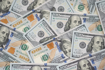  Hundred dollar bills cash background. Business 