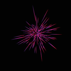 Realistic Colourful fireworks.  Vector illustration. Dynamic style. Abstract explosion, speed motion lines from the middle. Vector illustration.