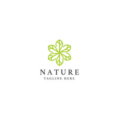 Creative leaf natural organic floral logo icon design template