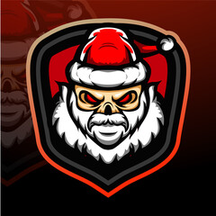 Head of santa skull. esport logo mascot design