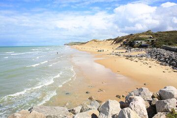 Beautiful sand beach in Wissant, Atlantic coast in France