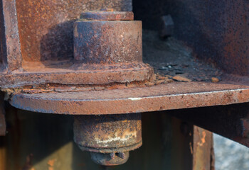 Rusty parts and fragments from a disused mine