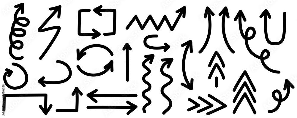 Aufkleber set of hand-drawn arrows. set of arrows for web pages. vector illustration