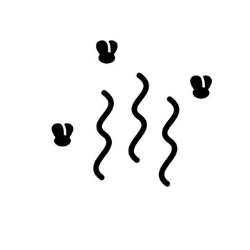 recommend clip art: Stink or stench silhouette icon. Bad smell with flying flies. Black simple illustration of spoiled food, moldy stuff. Flat isolated vector pictogram on white background