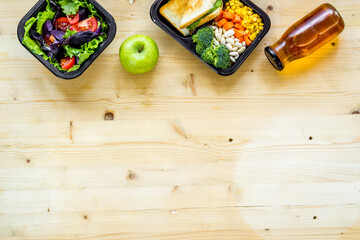 Layout of takeout food. Restaurant delivery menu background