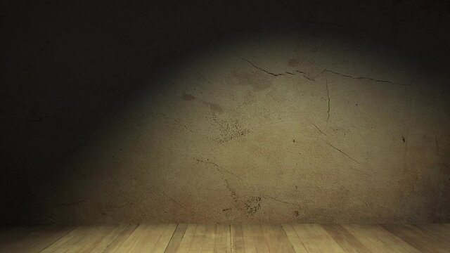 room with wall and wooden floor. three spot lights. large horizontal image