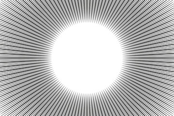 Op art, ray tunnel, black and white vector graphics, concentric, light in center
