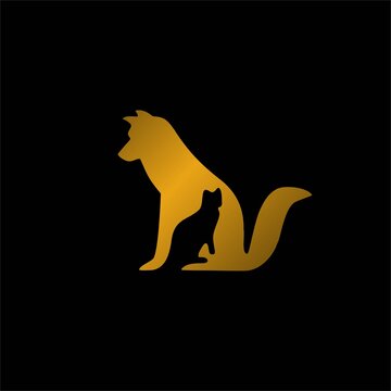 Design Pet Dog And Cat Luxury Gold Design Logo 