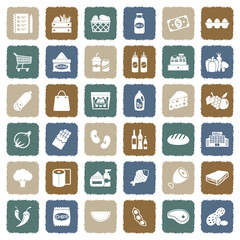 Grocery List Icons. Grunge Color Flat Design. Vector Illustration.