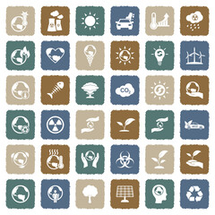Obraz premium Global Warming Icons. Grunge Color Flat Design. Vector Illustration.