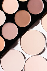top view of contour palette and face power on white background