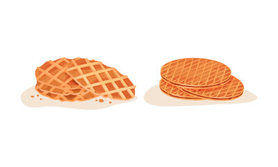 Waffle and Wafer with Textured Surface and Filling Vector Set