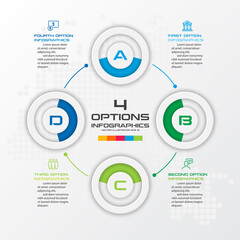 Circle chart infographic template with 4 options,Vector illustration.