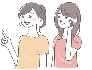 明るい表情の女性達　二人組