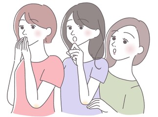 驚く表情の女性グループ