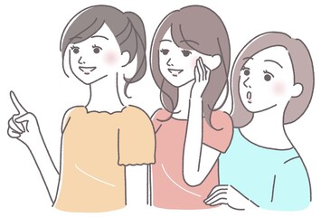 注目する女性達　3人