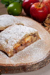 .Traditional apple strudel with nuts