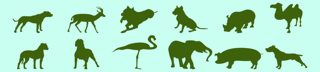 set of animals cartoon icon design template with dogs and more. vector illustration isolated on blue background