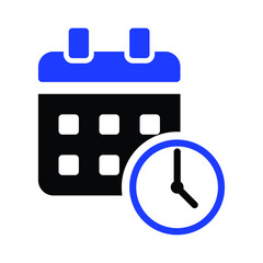 Calendar and clock icon schedule vector icon