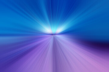Abstract surface of radial blur zoom lilac and blue tones. Abstract lilac and blue background with radial, diverging, converging lines.