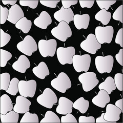 Apples on a black background seamless pattern.