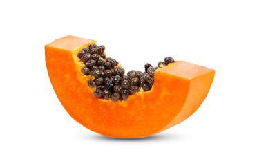 slice of papaya on white background