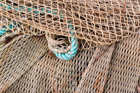 Elements of old fishing nets in the port.