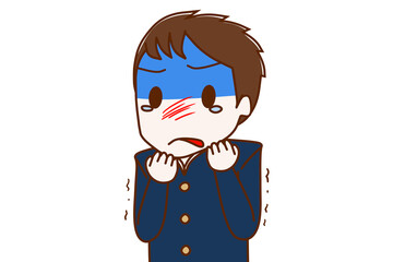 わなわなと体を震わせて怒りながら睨む男性 Wall Mural Whitetanwhite