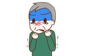 わなわなと体を震わせて怒りながら睨む高齢の男性