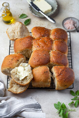 wheat wholegrain yeast buns bread for breakfast