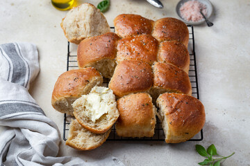 wheat wholegrain yeast buns bread for breakfast