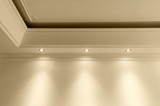 Living room LED spotlights (black and white with warm tone filter) 