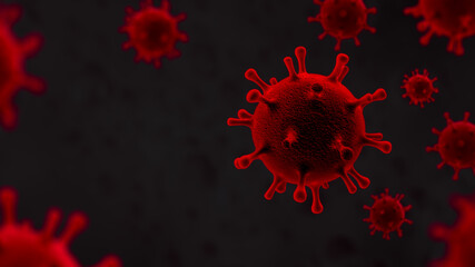 Coronavirus COVID-19 under the microscope. 3d illustration