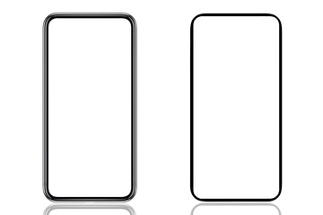 Smartphone similar to iphone 12 pro max with blank white screen for Infographic Global Business...