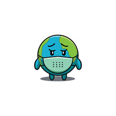 Cute Earth Character Illustration Using mask