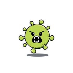 Angry Virus Character With Scary Expression Illustration