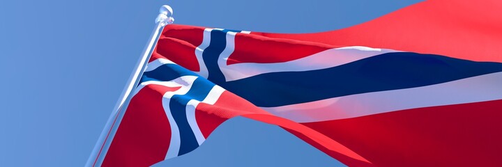 3D rendering of the national flag of Norway waving in the wind